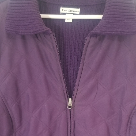 Croft & Barrow Full Zip 2 Tone Purple Sweater Jacket. Size Petite Large. - Picture 3 of 8